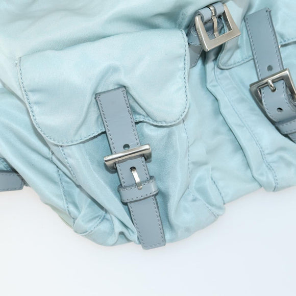PRADA Backpack Nylon Light Blue Silver Auth BA9058