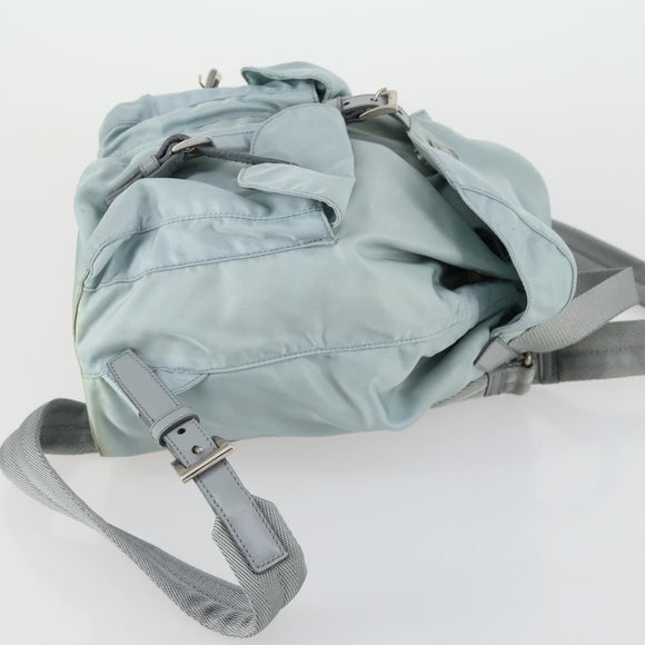 PRADA Backpack Nylon Light Blue Silver Auth BA9058