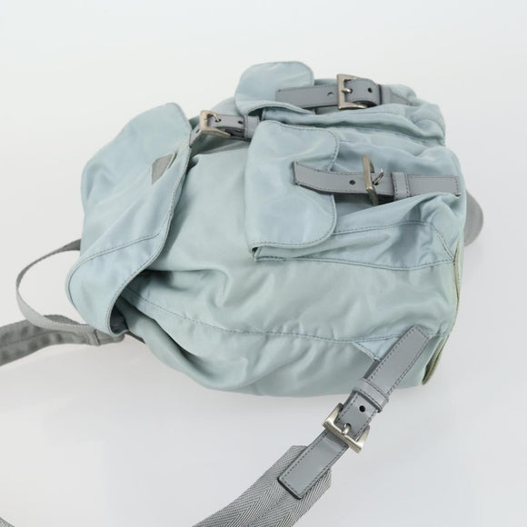 PRADA Backpack Nylon Light Blue Silver Auth BA9058