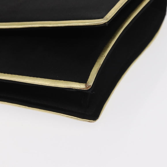 GIVENCHY Hand Bag Nylon Black Gold Auth BA9060