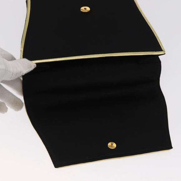 GIVENCHY Hand Bag Nylon Black Gold Auth BA9060