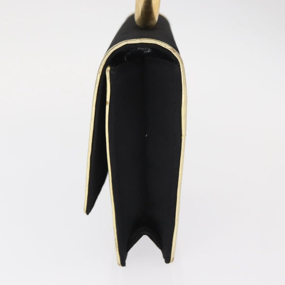 GIVENCHY Hand Bag Nylon Black Gold Auth BA9060