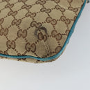 GUCCI GG Canvas Shoulder Bag Beige Turquoise Blue Gold 141506 Auth BA9062-12