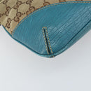 GUCCI GG Canvas Shoulder Bag Beige Turquoise Blue Gold 141506 Auth BA9062-13