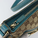 GUCCI GG Canvas Shoulder Bag Beige Turquoise Blue Gold 141506 Auth BA9062-14