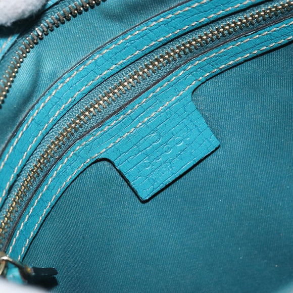 GUCCI GG Canvas Shoulder Bag Beige Turquoise Blue Gold 141506 Auth BA9062