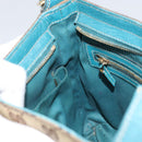 GUCCI GG Canvas Shoulder Bag Beige Turquoise Blue Gold 141506 Auth BA9062-18