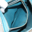 GUCCI GG Canvas Shoulder Bag Beige Turquoise Blue Gold 141506 Auth BA9062-20