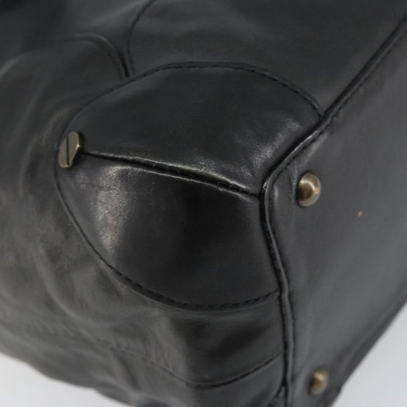 Chloe Tote Bag Leather Black Gold Auth BA9069