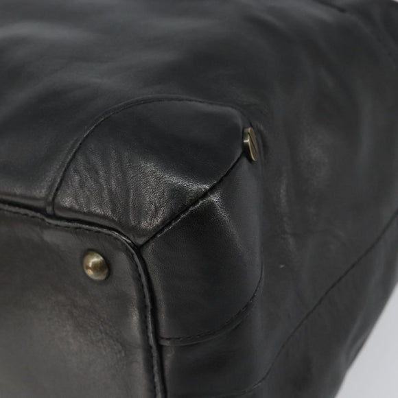 Chloe Tote Bag Leather Black Gold Auth BA9069