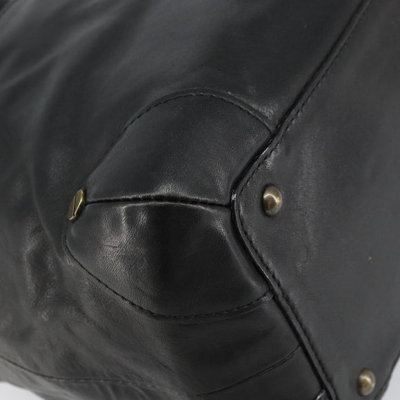 Chloe Tote Bag Leather Black Gold Auth BA9069