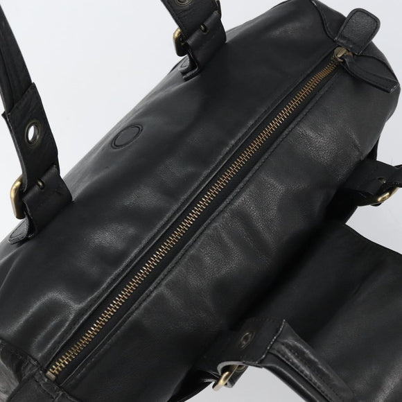 Chloe Tote Bag Leather Black Gold Auth BA9069