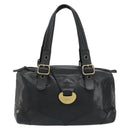 Chloe Tote Bag Leather Black Gold Auth BA9069-2