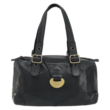 Chloe Tote Bag Leather Black Gold Auth BA9069 - 0