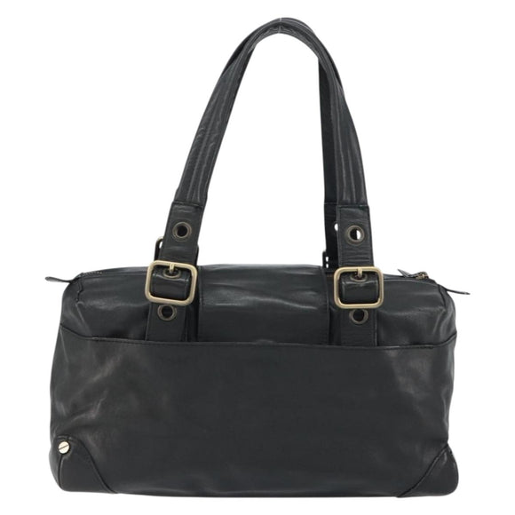 Chloe Tote Bag Leather Black Gold Auth BA9069