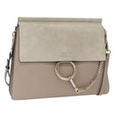 Chloe Fay Shoulder Bag Suede Leather Beige Gold Auth BA9070-1