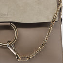 Chloe Fay Shoulder Bag Suede Leather Beige Gold Auth BA9070-15