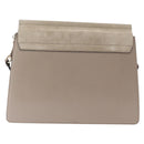 Chloe Fay Shoulder Bag Suede Leather Beige Gold Auth BA9070-3
