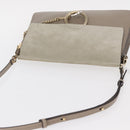 Chloe Fay Shoulder Bag Suede Leather Beige Gold Auth BA9070-6
