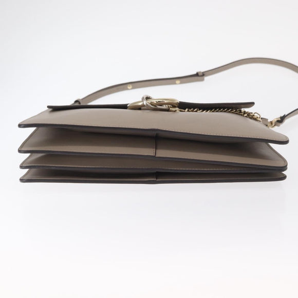 Chloe Fay Shoulder Bag Suede Leather Beige Gold Auth BA9070