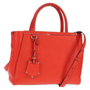 FENDI 2 JOURS Hand Bag Leather 2way Yellow Silver Auth BA9071-1