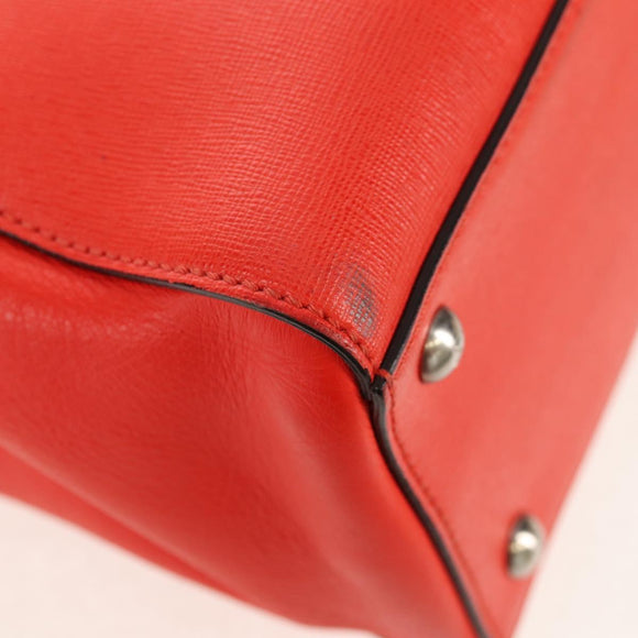 FENDI 2 JOURS Hand Bag Leather 2way Yellow Silver Auth BA9071