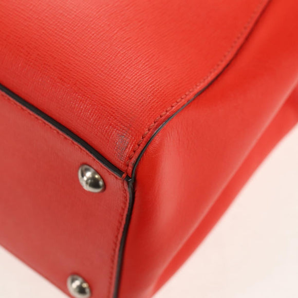 FENDI 2 JOURS Hand Bag Leather 2way Yellow Silver Auth BA9071