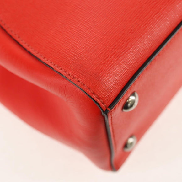 FENDI 2 JOURS Hand Bag Leather 2way Yellow Silver Auth BA9071