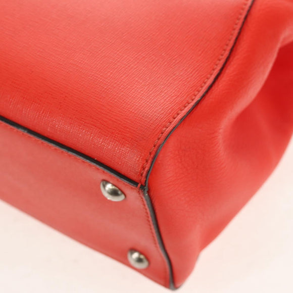 FENDI 2 JOURS Hand Bag Leather 2way Yellow Silver Auth BA9071