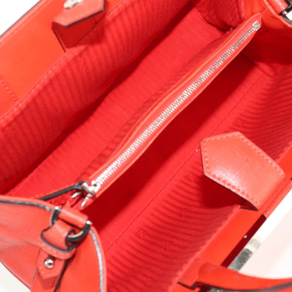 FENDI 2 JOURS Hand Bag Leather 2way Yellow Silver Auth BA9071