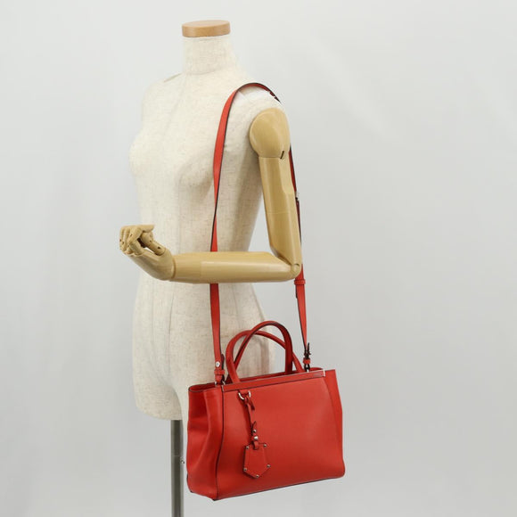 FENDI 2 JOURS Hand Bag Leather 2way Yellow Silver Auth BA9071