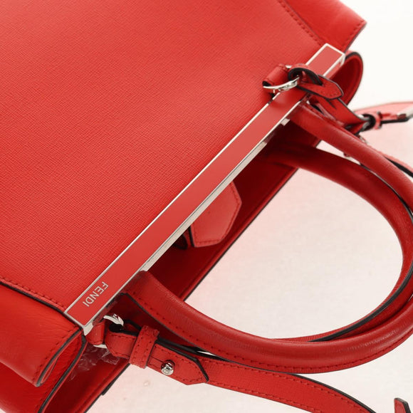 FENDI 2 JOURS Hand Bag Leather 2way Yellow Silver Auth BA9071