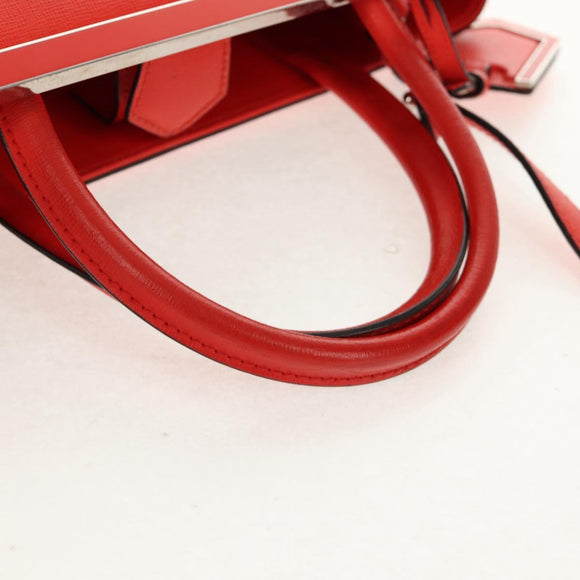 FENDI 2 JOURS Hand Bag Leather 2way Yellow Silver Auth BA9071