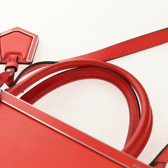 FENDI 2 JOURS Hand Bag Leather 2way Yellow Silver Auth BA9071