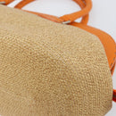 FENDI Celeria Hand Bag Raffia Beige Silver Auth BA9072-9