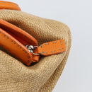 FENDI Celeria Hand Bag Raffia Beige Silver Auth BA9072-18