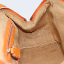 FENDI Celeria Hand Bag Raffia Beige Silver Auth BA9072-20