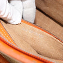 FENDI Celeria Hand Bag Raffia Beige Silver Auth BA9072-11