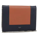 CELINE Frame Evening Chain Wallet Leather Black Silver Auth BA9073-1