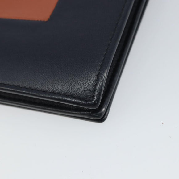 CELINE Frame Evening Chain Wallet Leather Black Silver Auth BA9073