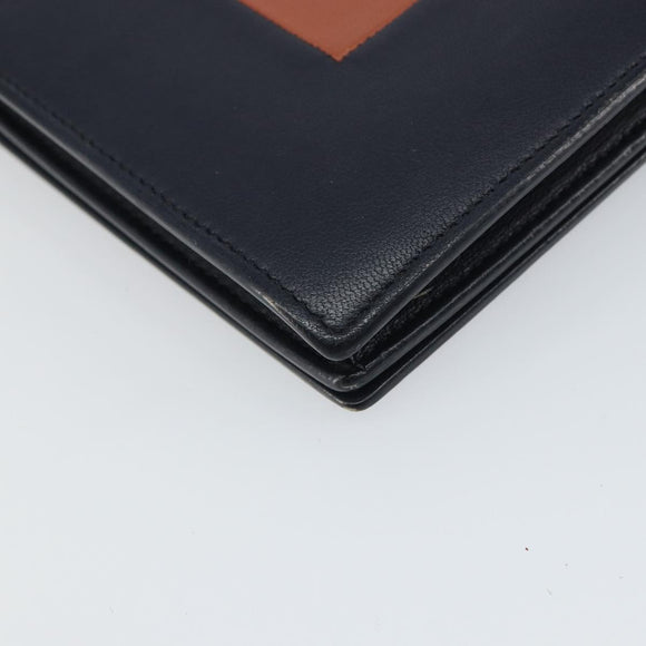 CELINE Frame Evening Chain Wallet Leather Black Silver Auth BA9073