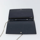 CELINE Frame Evening Chain Wallet Leather Black Silver Auth BA9073-10