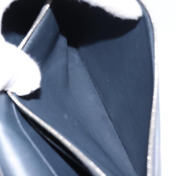 CELINE Frame Evening Chain Wallet Leather Black Silver Auth BA9073