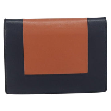 CELINE Frame Evening Chain Wallet Leather Black Silver Auth BA9073 - 0