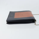 CELINE Frame Evening Chain Wallet Leather Black Silver Auth BA9073-3