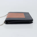CELINE Frame Evening Chain Wallet Leather Black Silver Auth BA9073-4