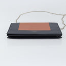 CELINE Frame Evening Chain Wallet Leather Black Silver Auth BA9073-5