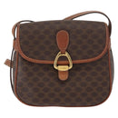 CELINE Macadam Canvas Shoulder Bag PVC Leather Brown Gold Auth BA9074-13