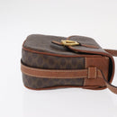 CELINE Macadam Canvas Shoulder Bag PVC Leather Brown Gold Auth BA9074-3