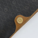 Christian Dior Honeycomb Canvas Chain Shoulder Bag PVC Black Gold Auth BA9075-14